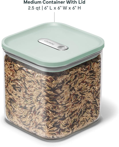 4 qt Glass Airtight Food Storage Container with Lid | Non-Toxic, BPA-Free Kitchen Storage Container, Stackable, Space-Saving Airtight Container for Dry Goods and More, Cream