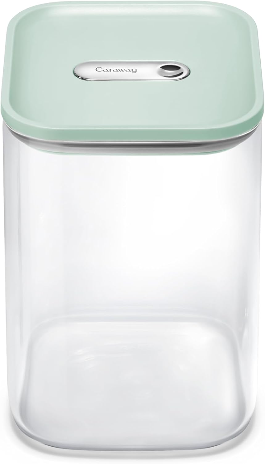 4 qt Glass Airtight Food Storage Container with Lid | Non-Toxic, BPA-Free Kitchen Storage Container, Stackable, Space-Saving Airtight Container for Dry Goods and More, Cream