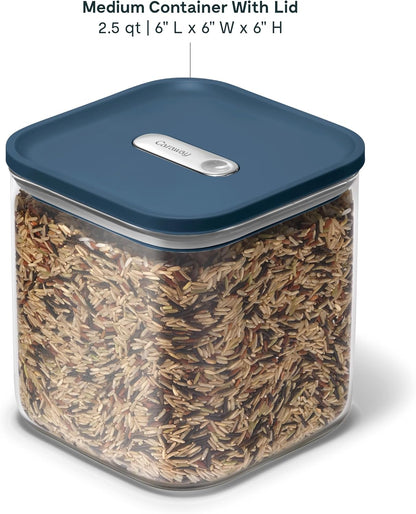 4 qt Glass Airtight Food Storage Container with Lid | Non-Toxic, BPA-Free Kitchen Storage Container, Stackable, Space-Saving Airtight Container for Dry Goods and More, Cream