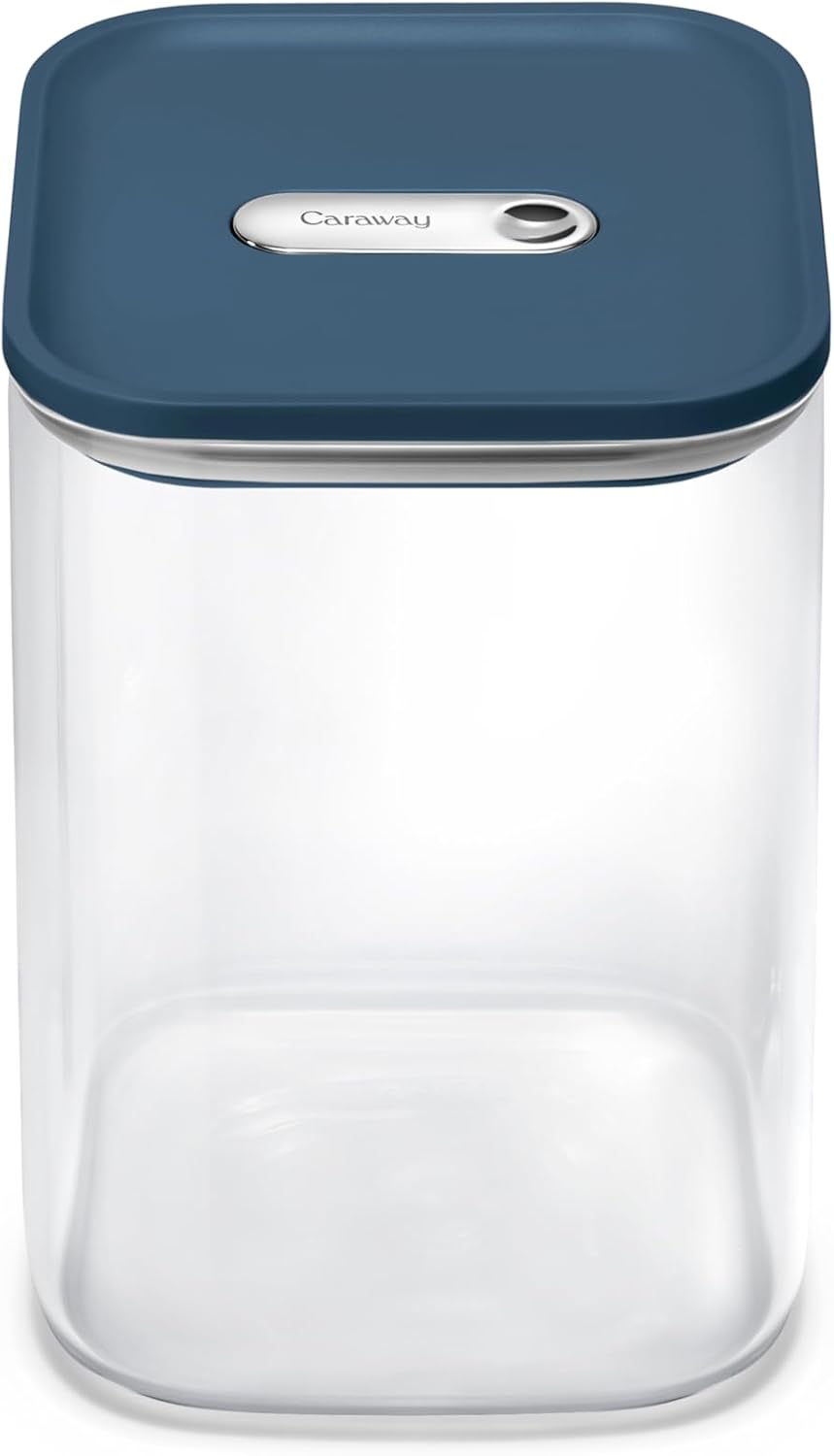 4 qt Glass Airtight Food Storage Container with Lid | Non-Toxic, BPA-Free Kitchen Storage Container, Stackable, Space-Saving Airtight Container for Dry Goods and More, Cream