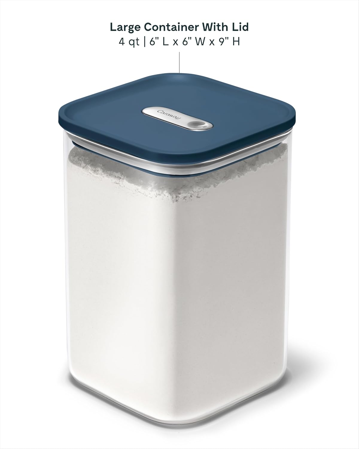 4 qt Glass Airtight Food Storage Container with Lid | Non-Toxic, BPA-Free Kitchen Storage Container, Stackable, Space-Saving Airtight Container for Dry Goods and More, Cream