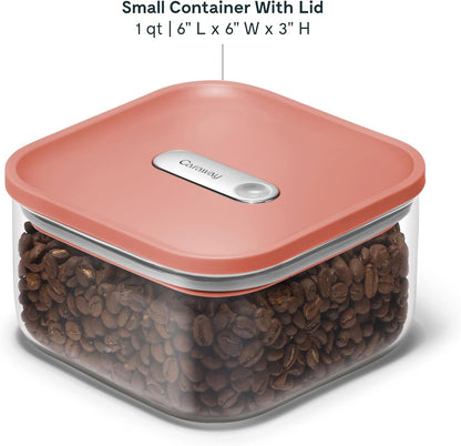 4 qt Glass Airtight Food Storage Container with Lid | Non-Toxic, BPA-Free Kitchen Storage Container, Stackable, Space-Saving Airtight Container for Dry Goods and More, Cream