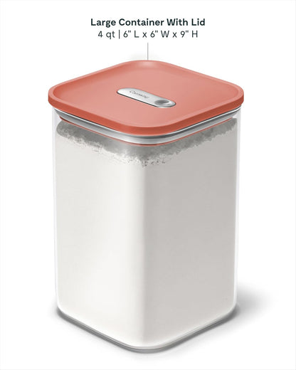 4 qt Glass Airtight Food Storage Container with Lid | Non-Toxic, BPA-Free Kitchen Storage Container, Stackable, Space-Saving Airtight Container for Dry Goods and More, Cream