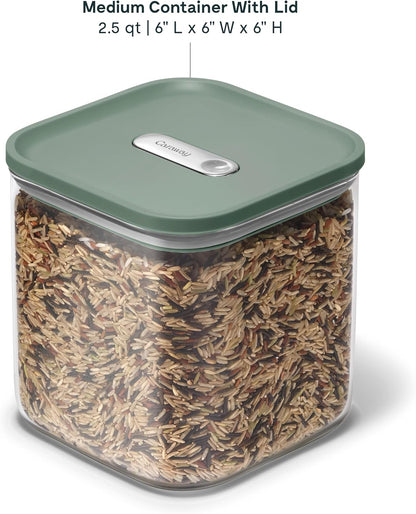 4 qt Glass Airtight Food Storage Container with Lid | Non-Toxic, BPA-Free Kitchen Storage Container, Stackable, Space-Saving Airtight Container for Dry Goods and More, Cream