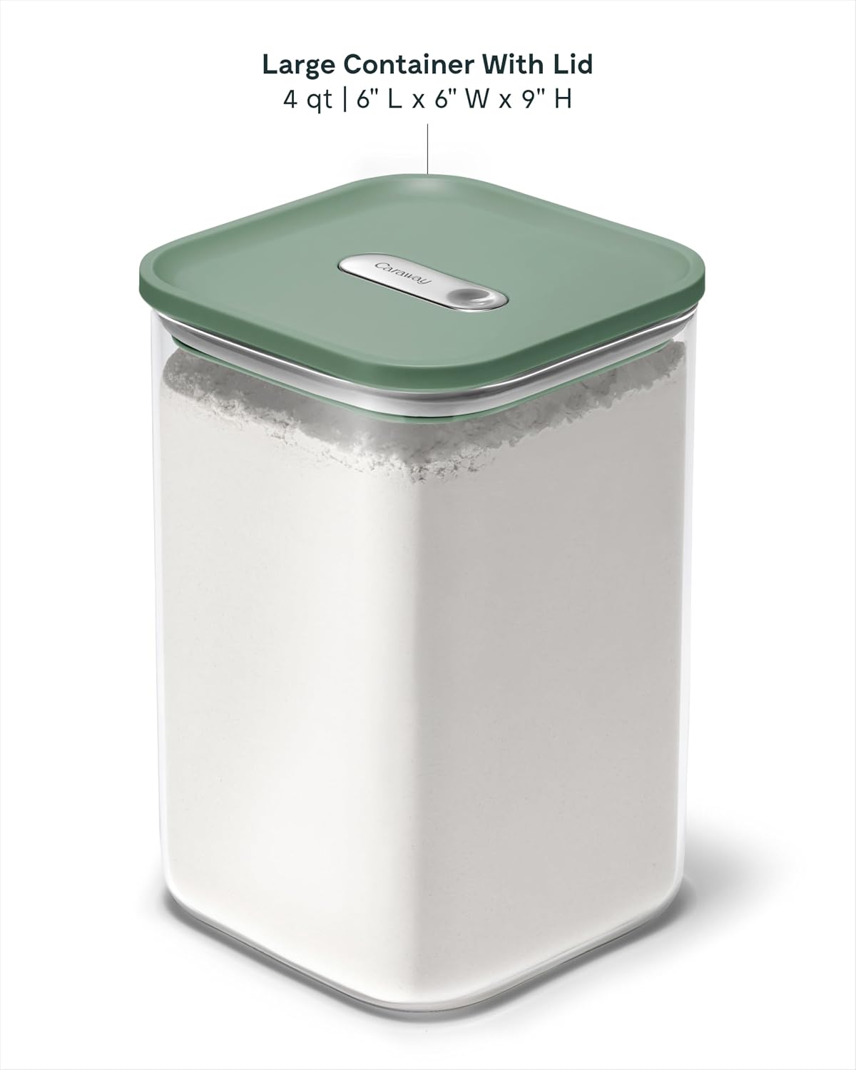 4 qt Glass Airtight Food Storage Container with Lid | Non-Toxic, BPA-Free Kitchen Storage Container, Stackable, Space-Saving Airtight Container for Dry Goods and More, Cream