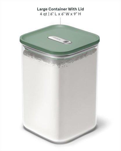 4 qt Glass Airtight Food Storage Container with Lid | Non-Toxic, BPA-Free Kitchen Storage Container, Stackable, Space-Saving Airtight Container for Dry Goods and More, Cream