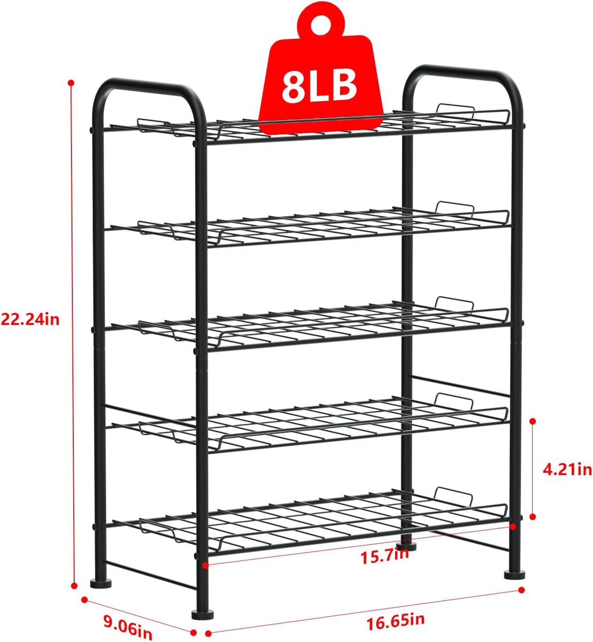 Water Bottle Holder Organizer 5 Tier Water Bottle Storage Rack, Freestanding Floor Beverage Soda Can Dispenser Organizer Rack for Pantry, Kitchen Countertop, Cabinet, Office, Hold 30 Bottles, Silver