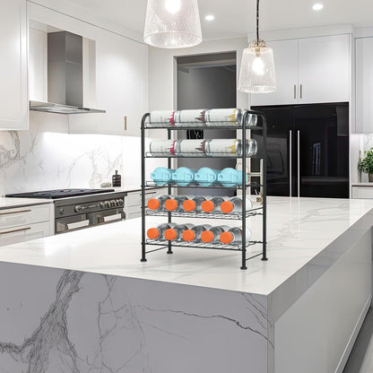 Water Bottle Holder Organizer 5 Tier Water Bottle Storage Rack, Freestanding Floor Beverage Soda Can Dispenser Organizer Rack for Pantry, Kitchen Countertop, Cabinet, Office, Hold 30 Bottles, Silver
