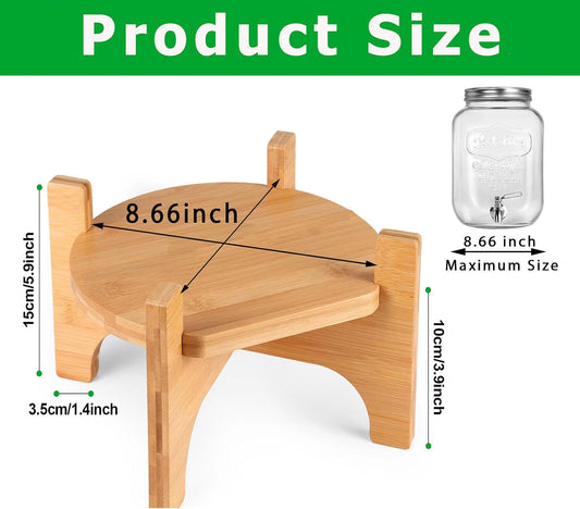 Drink Dispenser Stand, Beverage Dispenser Stand, Fit Max 8.66 Inch Diameter of Glass Drink Dispenser, Water Jugs, Water Pitcher and Containers, Natural Bamboo Wood