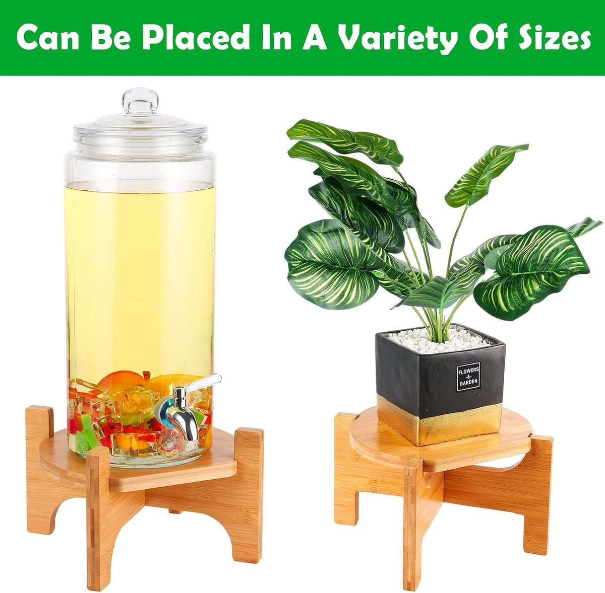 Drink Dispenser Stand, Beverage Dispenser Stand, Fit Max 8.66 Inch Diameter of Glass Drink Dispenser, Water Jugs, Water Pitcher and Containers, Natural Bamboo Wood
