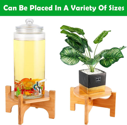 Drink Dispenser Stand, Beverage Dispenser Stand, Fit Max 8.66 Inch Diameter of Glass Drink Dispenser, Water Jugs, Water Pitcher and Containers, Natural Bamboo Wood