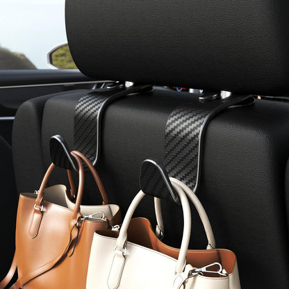 4-Pack Car Headrest Hooks Holds 55lbs Seat Storage Organizer for Bags | Durable ABS Material, 360° Rotating, Car Hanger for Backpack Umbrella Water Bottle Coat Handbags Groceries, Checkered Black