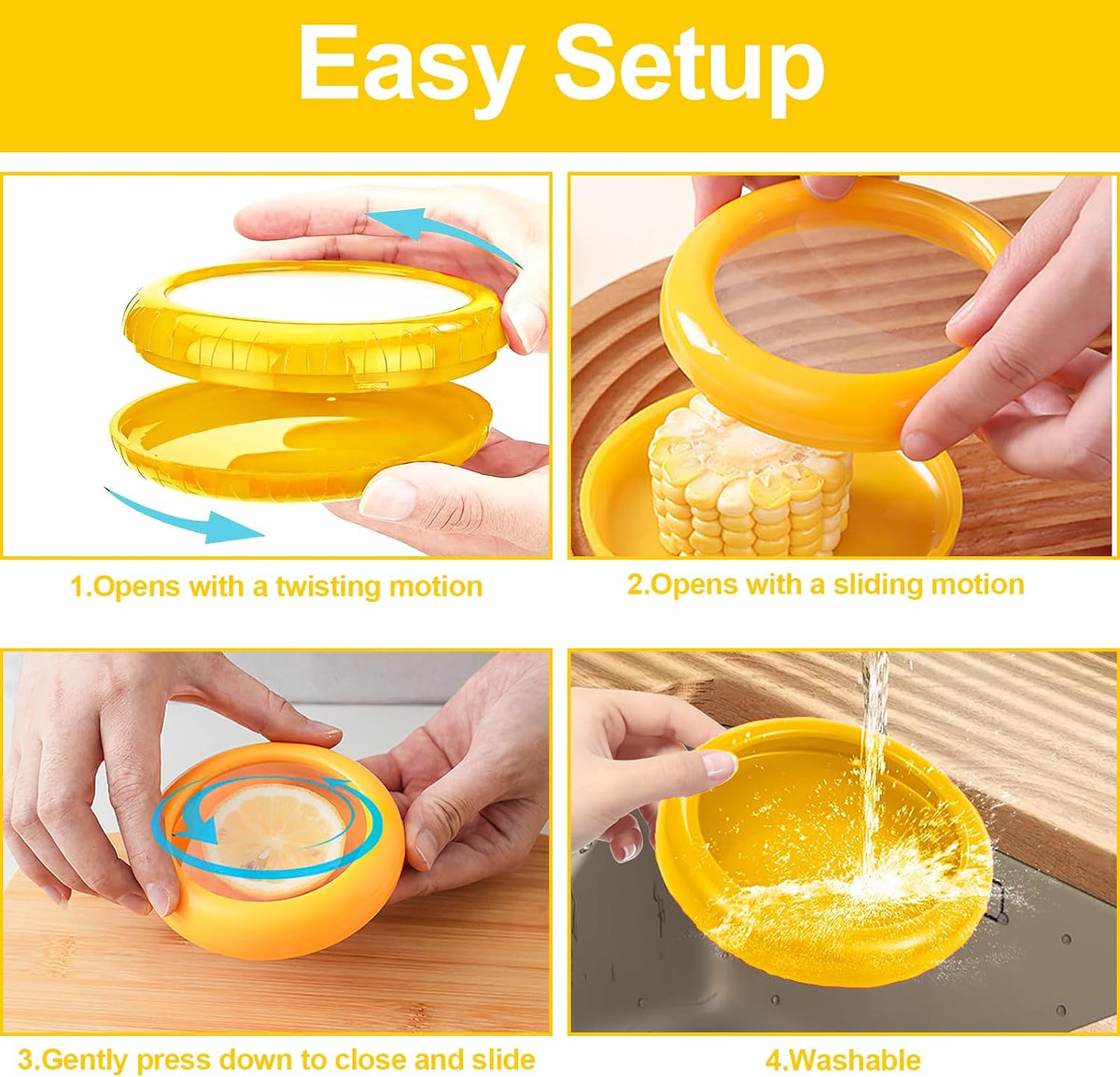 Food Storage Containers,Lemon Saver,BPA-Free Food Containers with Silicone Lids – Reusable Fruit and Veggie Savers, Fresh Pods for Foods