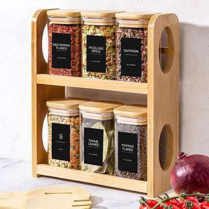 140PCS Spice Labels for Spice Jars, Black Minimalist Preprinted Spice Jar Labels,Waterproof Oil Resistant Label Stickers for Kitchen Pantry Seasoning Containers