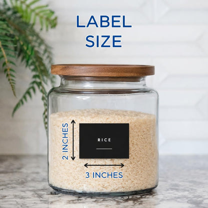 Pantry Labels, 130 Preprinted Vinyl Stickers for Food Containers, Water Resistant, 2 x 3 inches, Minimalist Labels for Organizing, Food Label for Jars, Storage Bins (White)