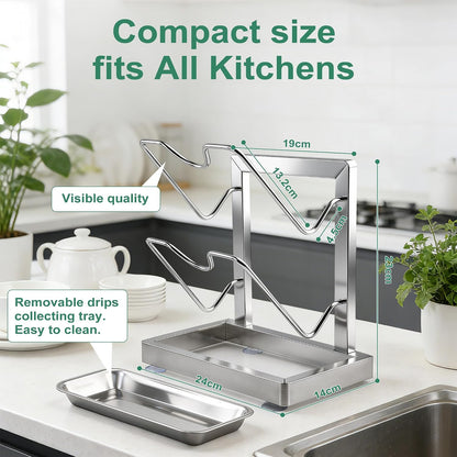 2 in 1 Stainless Pot lid holder & Cutting board holder for Kitchen, 2-Tier