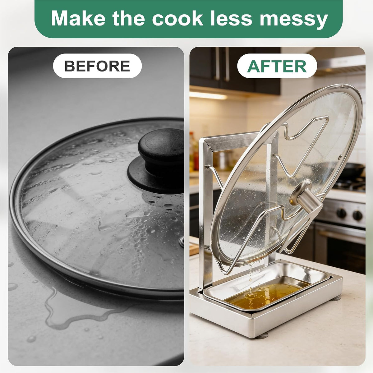 2 in 1 Stainless Pot lid holder & Cutting board holder for Kitchen, 2-Tier