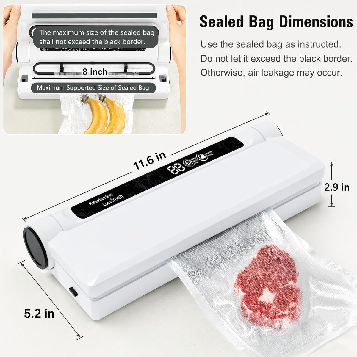 Compact Vacuum Sealer for Food, 75Kpa Food Sealer Machine