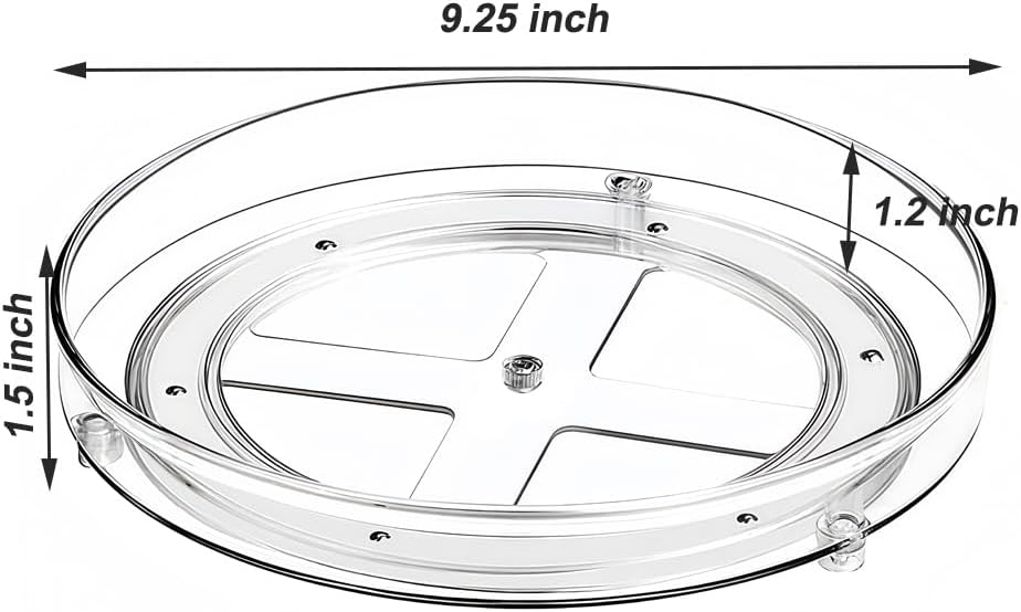 2 Tier Clear Lazy Susan Organizer for Fridge and Cabinet, 360° Rotating Makeup Organizer, Cosmetic Display Cases, Under Sink Turntable Organizer for Kitchen Bathroom Dorm