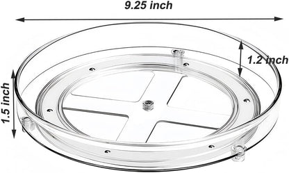 2 Tier Clear Lazy Susan Organizer for Fridge and Cabinet, 360° Rotating Makeup Organizer, Cosmetic Display Cases, Under Sink Turntable Organizer for Kitchen Bathroom Dorm