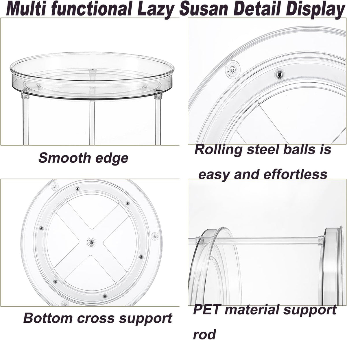 2 Tier Clear Lazy Susan Organizer for Fridge and Cabinet, 360° Rotating Makeup Organizer, Cosmetic Display Cases, Under Sink Turntable Organizer for Kitchen Bathroom Dorm