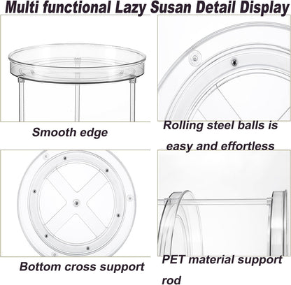 2 Tier Clear Lazy Susan Organizer for Fridge and Cabinet, 360° Rotating Makeup Organizer, Cosmetic Display Cases, Under Sink Turntable Organizer for Kitchen Bathroom Dorm