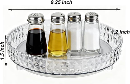 2 Tier Clear Lazy Susan Organizer for Fridge and Cabinet, 360° Rotating Makeup Organizer, Cosmetic Display Cases, Under Sink Turntable Organizer for Kitchen Bathroom Dorm