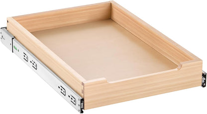 2 Tier Pull Out Cabinet Organizer, 14" W x 21" D Cabinet Drawer, Soft Close Slide out Shelf, Heavy-Duty Sliding Wood Drawer, Adjustable Base Cabinet Organization for Kitchen Pantry Bathroom