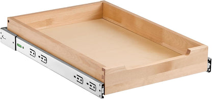 2 Tier Pull Out Cabinet Organizer, 14" W x 21" D Cabinet Drawer, Soft Close Slide out Shelf, Heavy-Duty Sliding Wood Drawer, Adjustable Base Cabinet Organization for Kitchen Pantry Bathroom