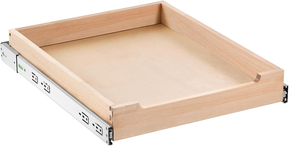 2 Tier Pull Out Cabinet Organizer, 14" W x 21" D Cabinet Drawer, Soft Close Slide out Shelf, Heavy-Duty Sliding Wood Drawer, Adjustable Base Cabinet Organization for Kitchen Pantry Bathroom