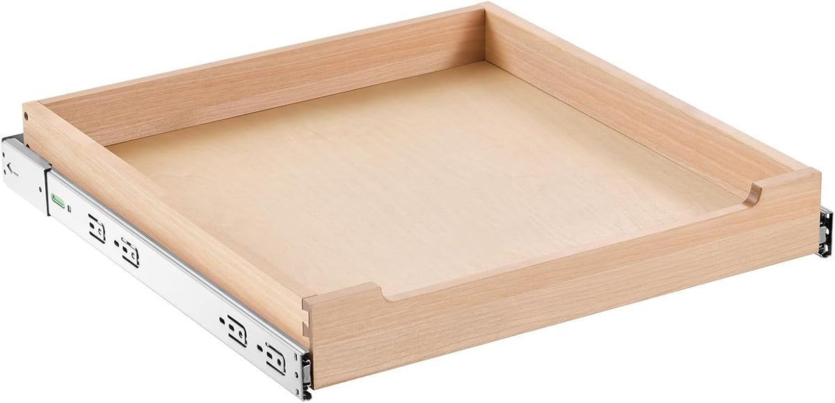 2 Tier Pull Out Cabinet Organizer, 14" W x 21" D Cabinet Drawer, Soft Close Slide out Shelf, Heavy-Duty Sliding Wood Drawer, Adjustable Base Cabinet Organization for Kitchen Pantry Bathroom