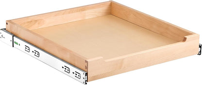 2 Tier Pull Out Cabinet Organizer, 14" W x 21" D Cabinet Drawer, Soft Close Slide out Shelf, Heavy-Duty Sliding Wood Drawer, Adjustable Base Cabinet Organization for Kitchen Pantry Bathroom
