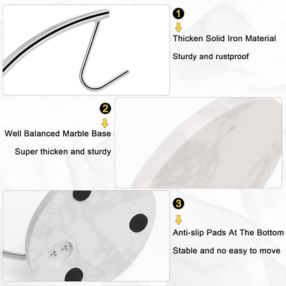 Banana Holder with Marble Base, Metal Banana Hanger Modern Tree Stand with Hook, Stylish Banana Keeper Fresh Fruit Storage Organizer Freestanding for Kitchen Countertop (Chrome, Single Hook)