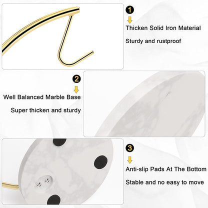 Banana Holder with Marble Base, Metal Banana Hanger Modern Tree Stand with Hook, Stylish Banana Keeper Fresh Fruit Storage Organizer Freestanding for Kitchen Countertop (Chrome, Single Hook)
