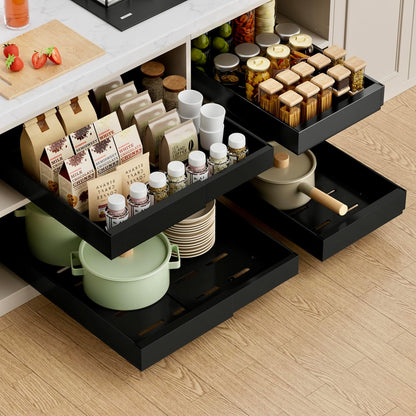 Expandable Pull Out Cabinet Organizer,21" Deep | Pull Out Drawers for Cabinets with width from 12" to 20",Sliding Drawers for Cabinets with Upgrade 3 Slide Rails,hold 65 lbs
