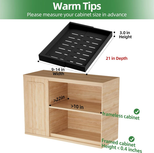 Expandable Pull Out Cabinet Organizer,21" Deep | Pull Out Drawers for Cabinets with width from 12" to 20",Sliding Drawers for Cabinets with Upgrade 3 Slide Rails,hold 65 lbs