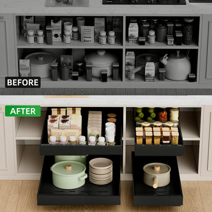 Expandable Pull Out Cabinet Organizer,21" Deep | Pull Out Drawers for Cabinets with width from 12" to 20",Sliding Drawers for Cabinets with Upgrade 3 Slide Rails,hold 65 lbs