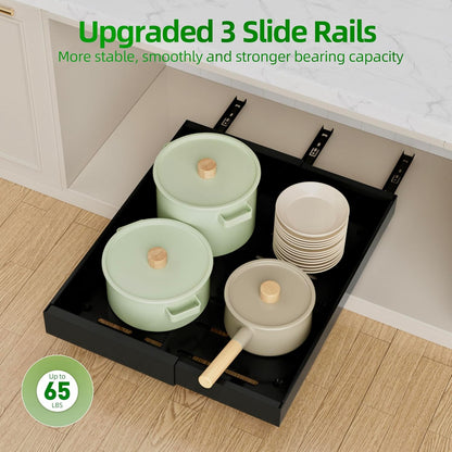 Expandable Pull Out Cabinet Organizer,21" Deep | Pull Out Drawers for Cabinets with width from 12" to 20",Sliding Drawers for Cabinets with Upgrade 3 Slide Rails,hold 65 lbs