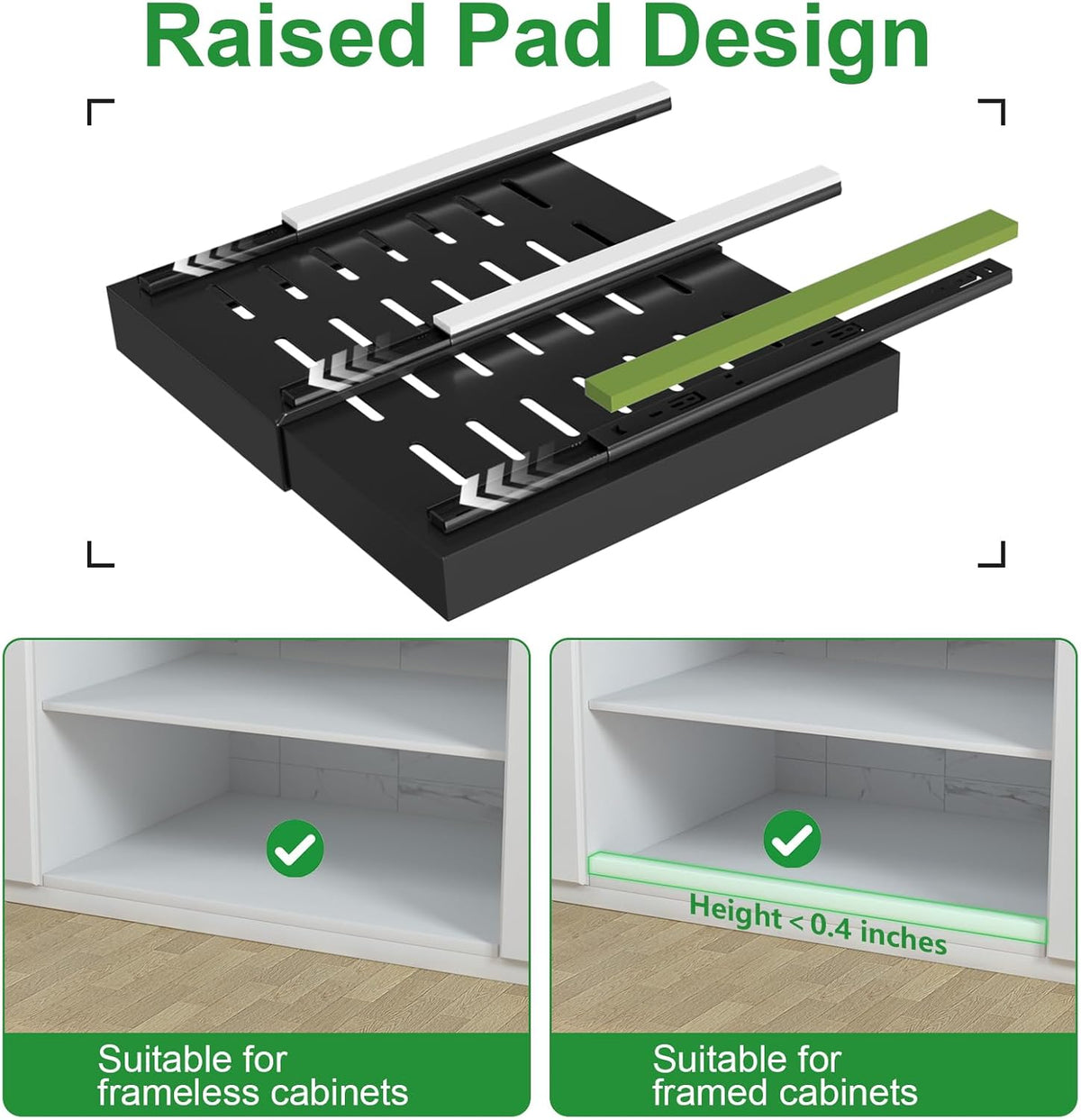 Expandable Pull Out Cabinet Organizer,21" Deep | Pull Out Drawers for Cabinets with width from 12" to 20",Sliding Drawers for Cabinets with Upgrade 3 Slide Rails,hold 65 lbs