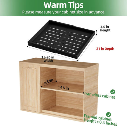 Expandable Pull Out Cabinet Organizer,21" Deep | Pull Out Drawers for Cabinets with width from 12" to 20",Sliding Drawers for Cabinets with Upgrade 3 Slide Rails,hold 65 lbs