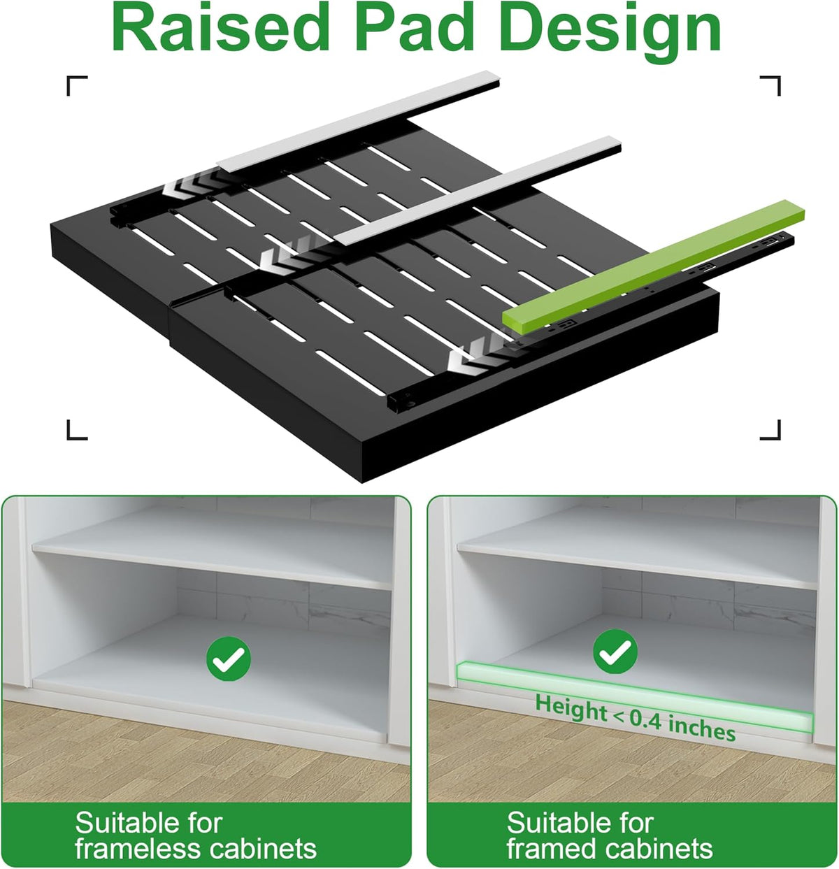 Expandable Pull Out Cabinet Organizer,21" Deep | Pull Out Drawers for Cabinets with width from 12" to 20",Sliding Drawers for Cabinets with Upgrade 3 Slide Rails,hold 65 lbs