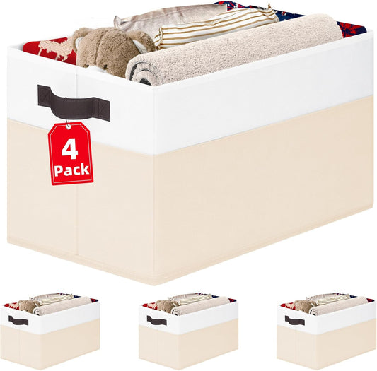 Criusia Large Storage Baskets 8 Pack Versatile Fabric Storage Bins for Closet Cabinet Wardrobe Nursery Pantry | Nursery Organizer Bins for Baby Diaper Toys Clothes | Housewarming Mothers Day Gift