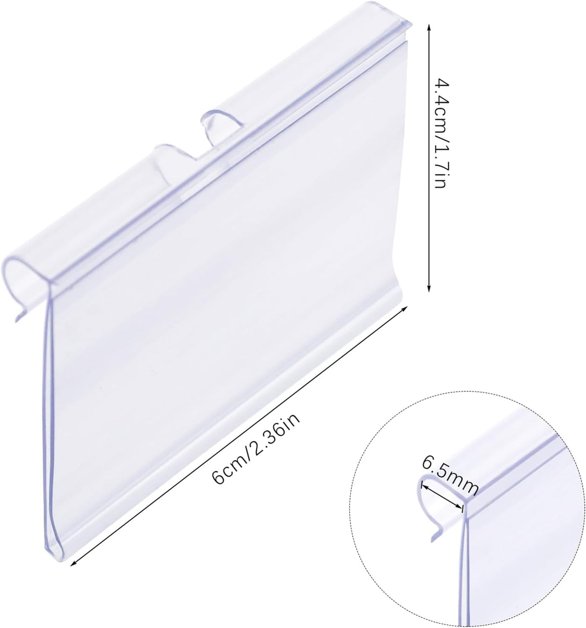 50 PCS Clear Plastic Label Holders for Wire Shelf Retail Price Label, Basket Bin Labels Clip On, Labels for Storage Bins, Merchandise Sign Display Holder for Supermarket,Label Papers Included