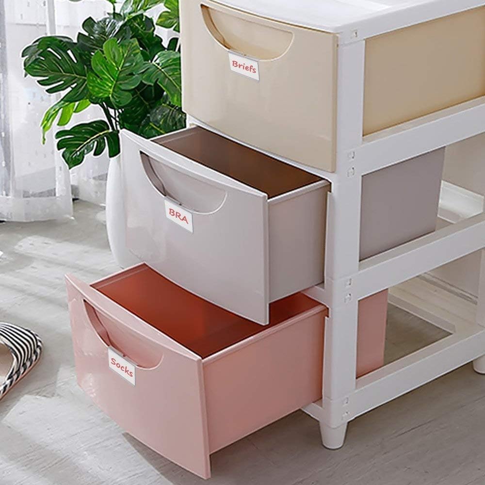 50 PCS Clear Plastic Label Holders for Wire Shelf Retail Price Label, Basket Bin Labels Clip On, Labels for Storage Bins, Merchandise Sign Display Holder for Supermarket,Label Papers Included