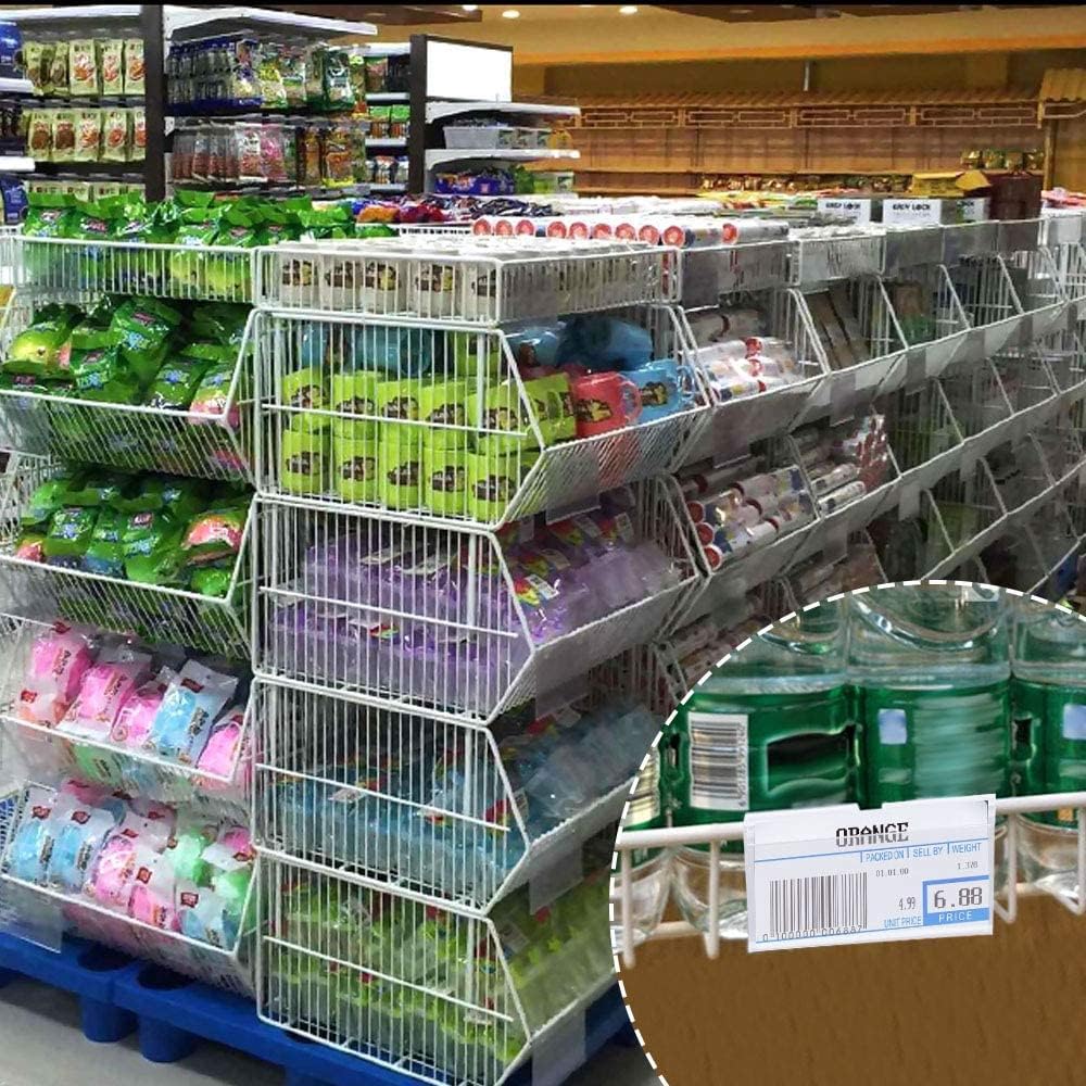 50 PCS Clear Plastic Label Holders for Wire Shelf Retail Price Label, Basket Bin Labels Clip On, Labels for Storage Bins, Merchandise Sign Display Holder for Supermarket,Label Papers Included