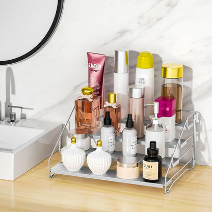 4 Tier Spice Rack for Cabinet, Spice Rack Organizer, Depth Adjustable Spice Holder for Countertop, Cupboard, Pantry, Seasoning Shelf, Metal, Black (1 Pack)