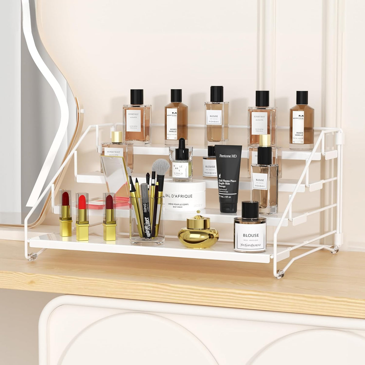4 Tier Spice Rack for Cabinet, Spice Rack Organizer, Depth Adjustable Spice Holder for Countertop, Cupboard, Pantry, Seasoning Shelf, Metal, Black (1 Pack)