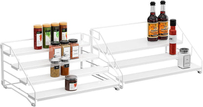 4 Tier Spice Rack for Cabinet, Spice Rack Organizer, Depth Adjustable Spice Holder for Countertop, Cupboard, Pantry, Seasoning Shelf, Metal, Black (1 Pack)