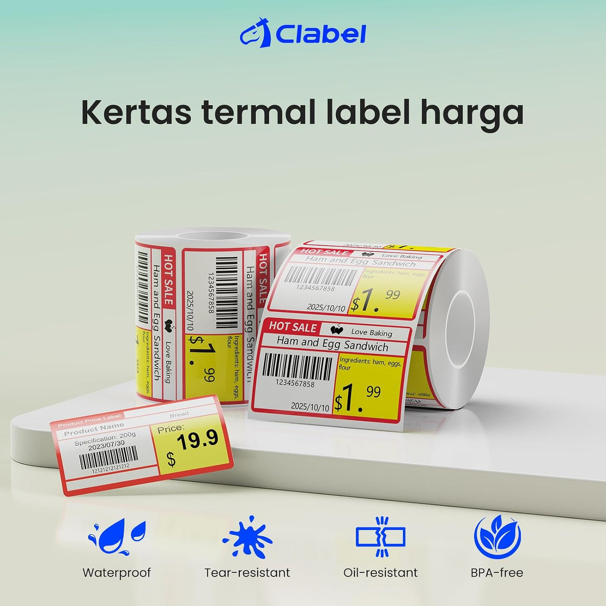 50x30mm (1.96"x1.18") Thermal Labels 1 Roll White Shelf Price