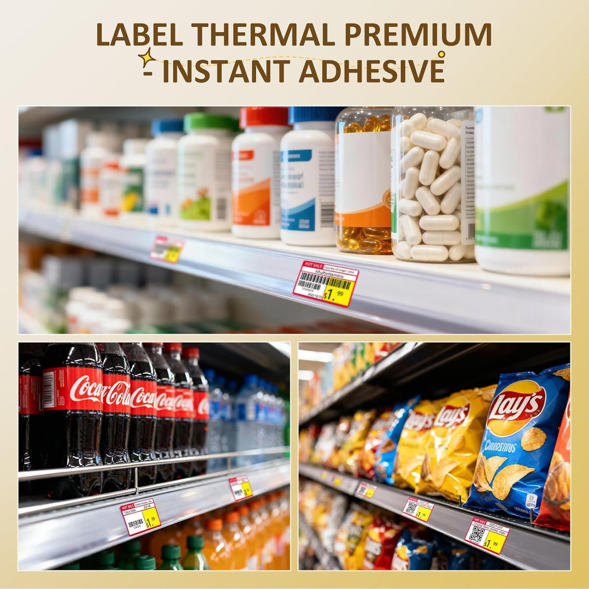 50x30mm (1.96"x1.18") Thermal Labels 1 Roll White Shelf Price
